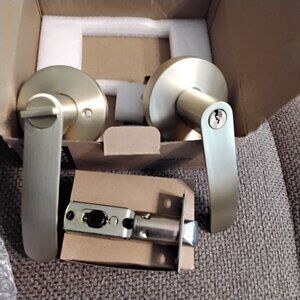 Brushed Gold Locking door Handle Interior or Exterior